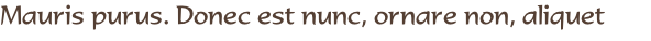 Mauris purus. Donec est nunc, ornare non, aliquet 
